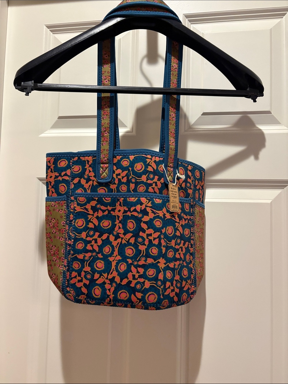 BRAND NEW! Natural Life Teal Floral Patchwork Tote Bag- Neoprene